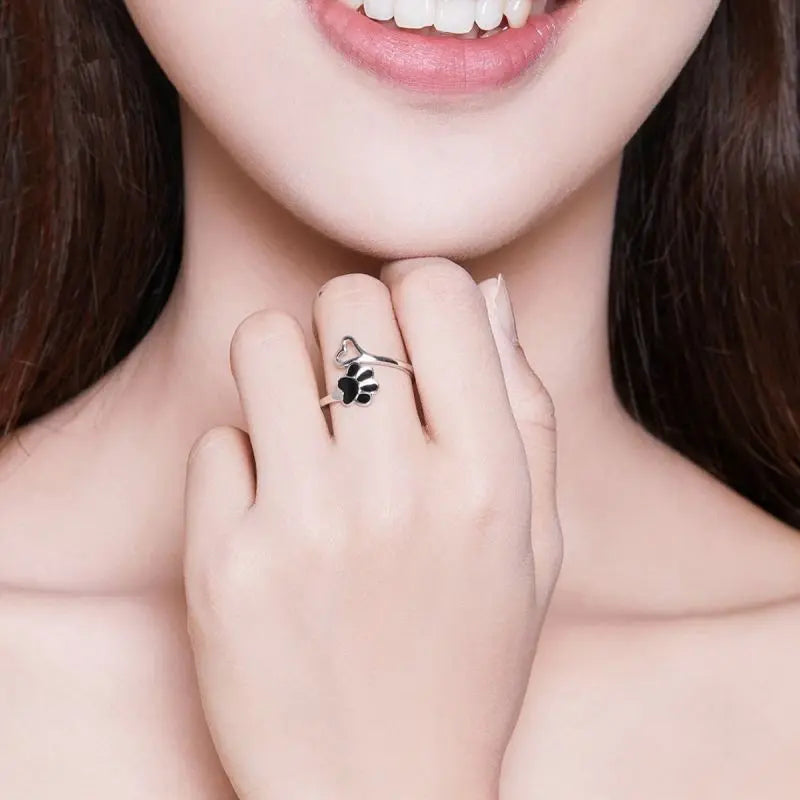 Bague Empreinte de chat noire Vraiment-chat