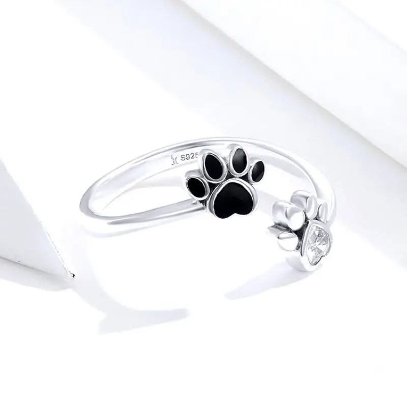 Bague patte de chat noire et blanche Vraiment-chat