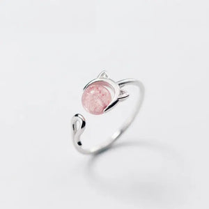 Bague Tête de Chat Rose (Argent) Vraiment-chat