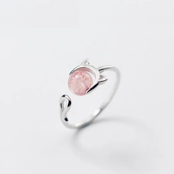 Bague Tête de Chat Rose (Argent) Vraiment-chat