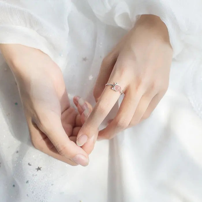 Bague Tête de Chat Rose (Argent) Vraiment-chat