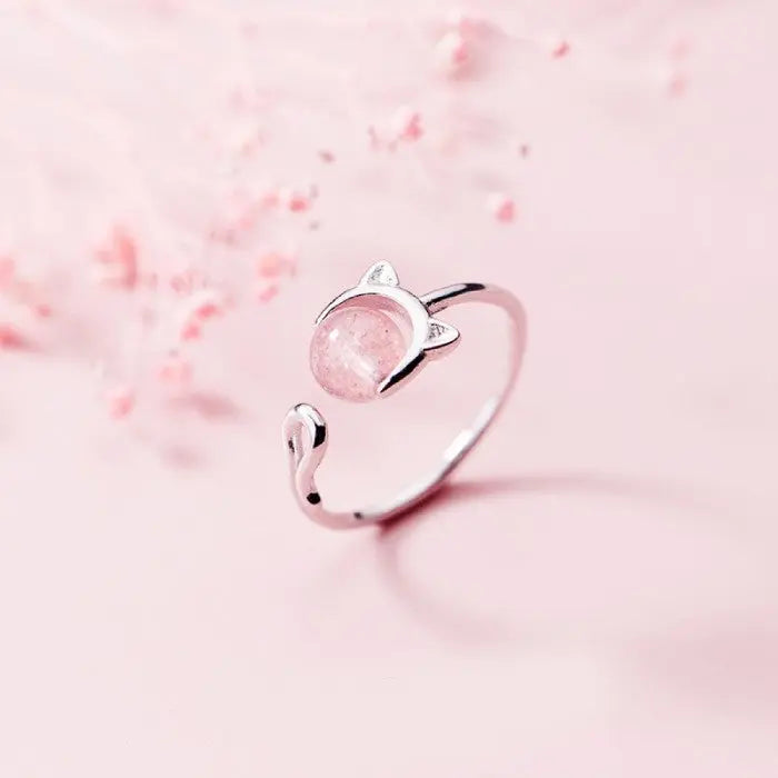 Bague Tête de Chat Rose (Argent) Vraiment-chat