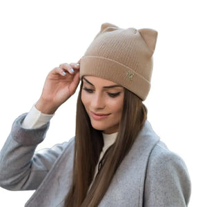 Bonnet de Tricot Chat aux grandes Oreilles Vraiment-chat