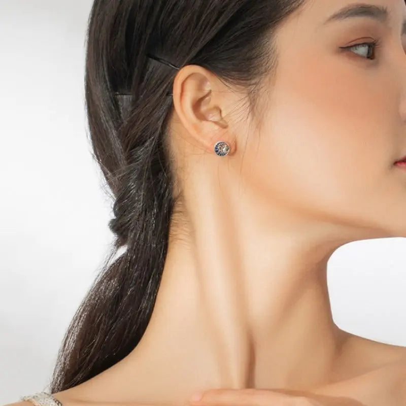 Boucles d'Oreilles Chat Sur la Lune Bleue Vraiment-chat