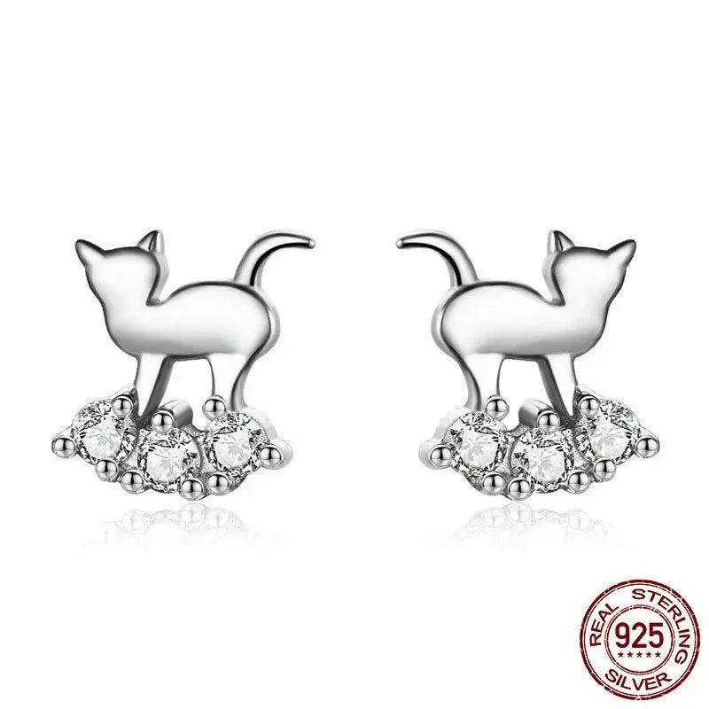 Boucles d'Oreilles Chat Nuage de Diamants - Vraiment-chat