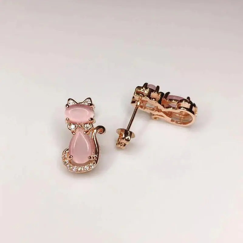 Boucles d'oreilles Chat en Or Rose - Vraiment-chat
