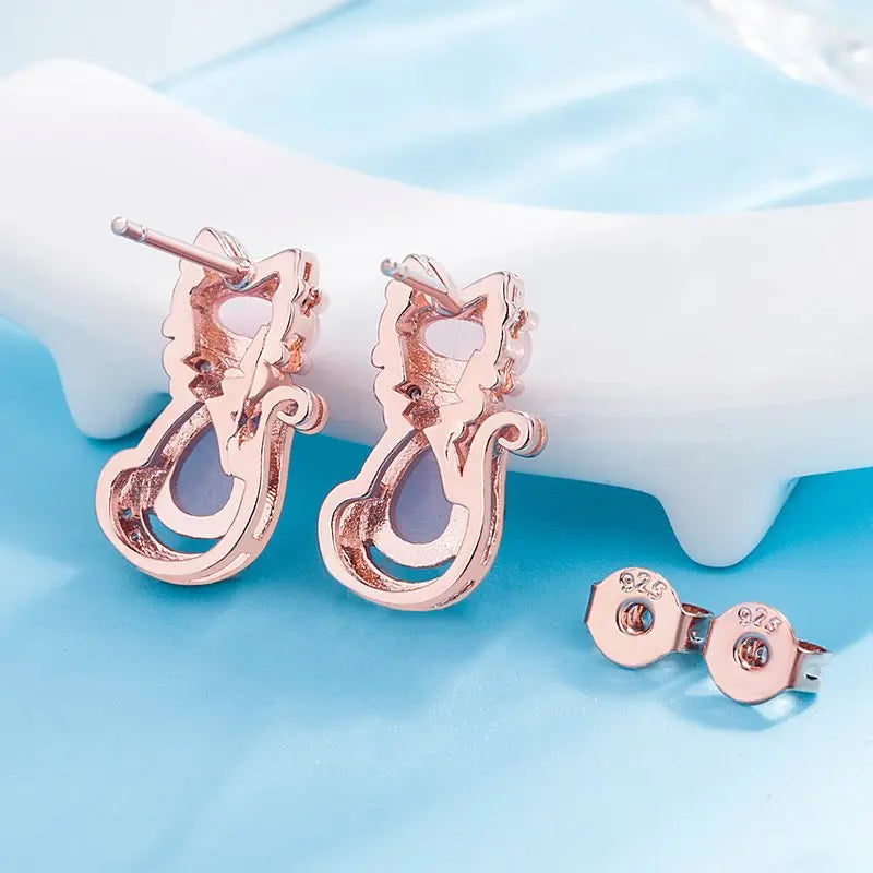 Boucles d'oreilles Chat en Or Rose - Vraiment-chat