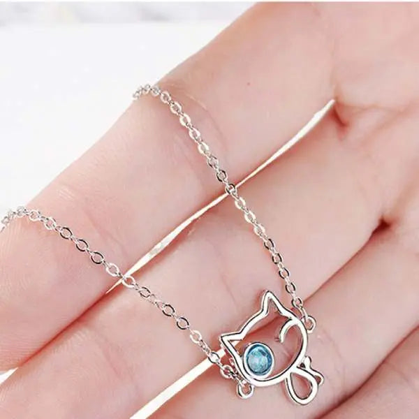 Bracelet Chat en Argent<br/>Clin d'oeil bleu - Vraiment-chat