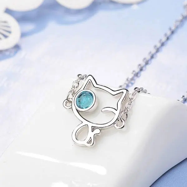 Bracelet Chat en Argent<br/>Clin d'oeil bleu - Vraiment-chat