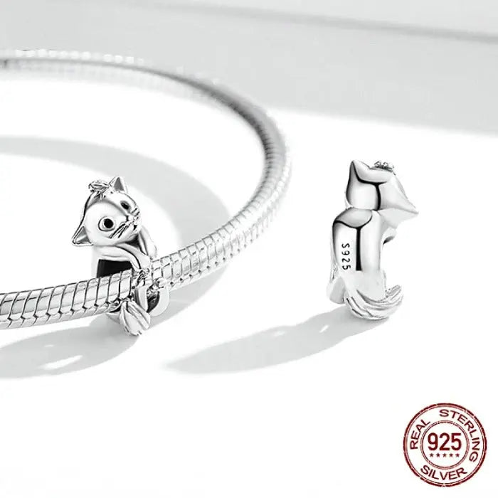 Charm Chat Argent enroulant Vraiment-chat