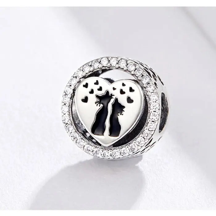 Charm Chats dans un Coeur - Vraiment-chat