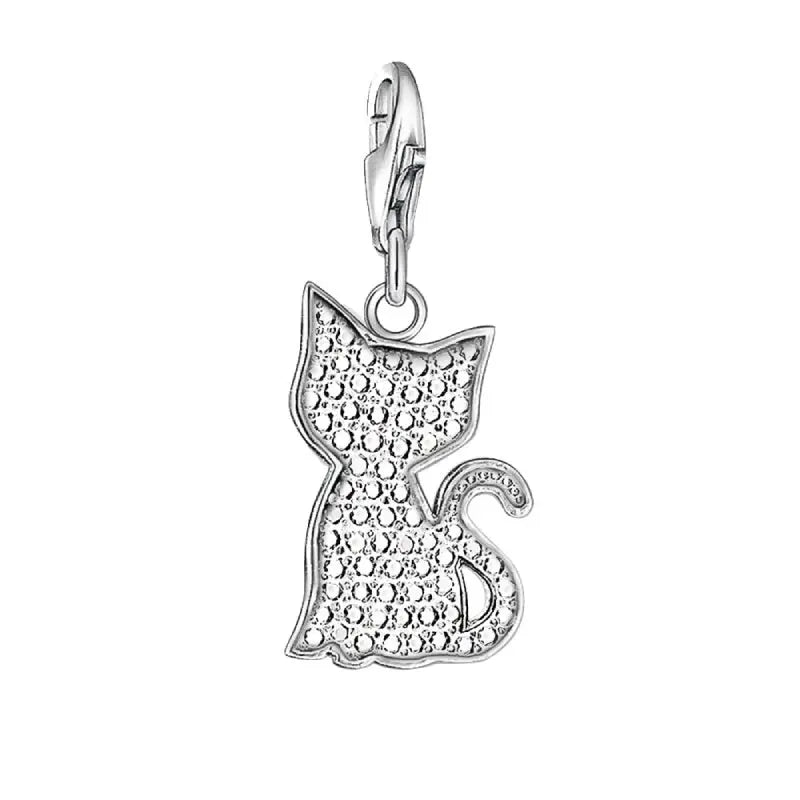 Charm Silhouette de chat sertie de pierres brillantes Vraiment-chat