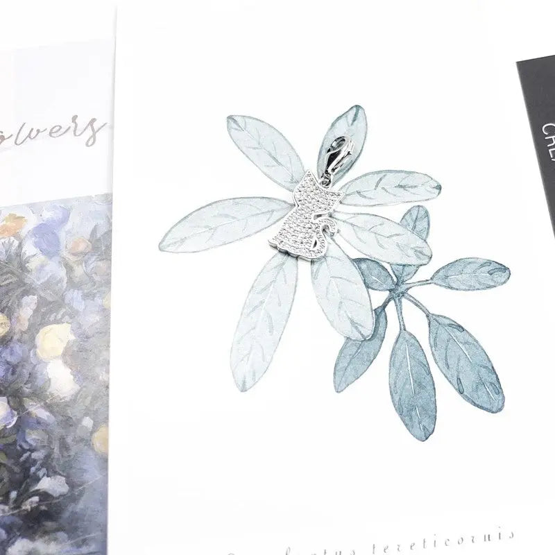 Charm Silhouette de chat sertie de pierres brillantes Vraiment-chat