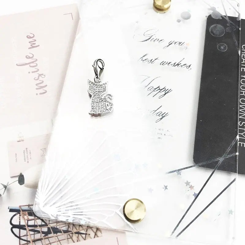 Charm Silhouette de chat sertie de pierres brillantes Vraiment-chat