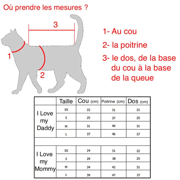 Pull pour chat I love Mommy Daddy - Vraiment-chat