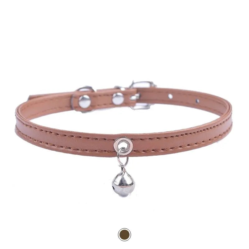 Collier Chat en cuir avec Clochette - Vraiment-chat