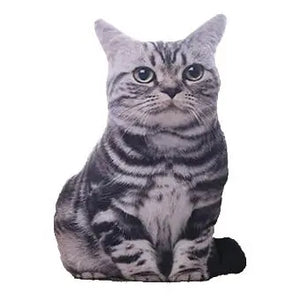 Coussin Chat Gris Réaliste - Vraiment-chat