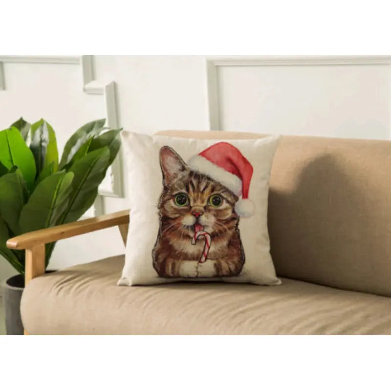 Objet Chat<br/>Housse de Coussin de Noël - Vraiment-chat