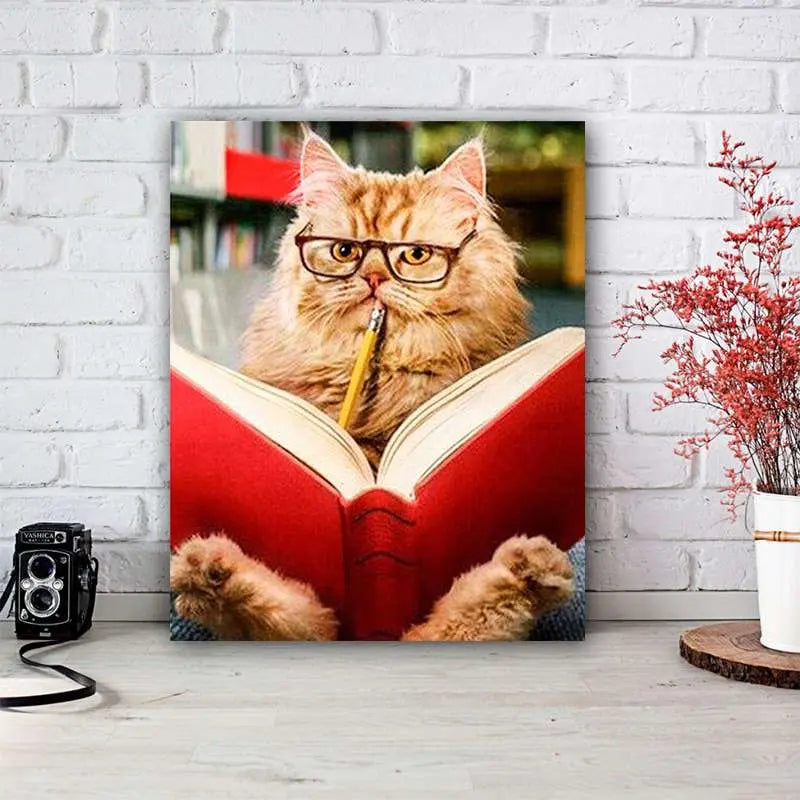 Peinture par numéro Chat qui lit - Vraiment-chat