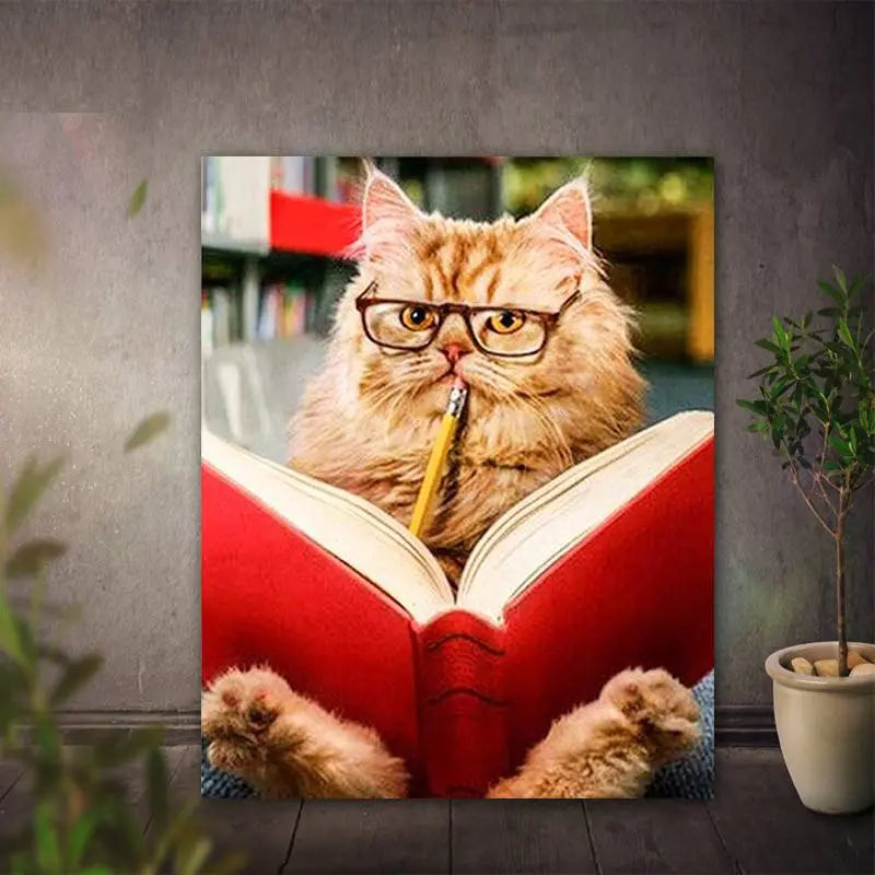 Peinture par numéro Chat qui lit - Vraiment-chat