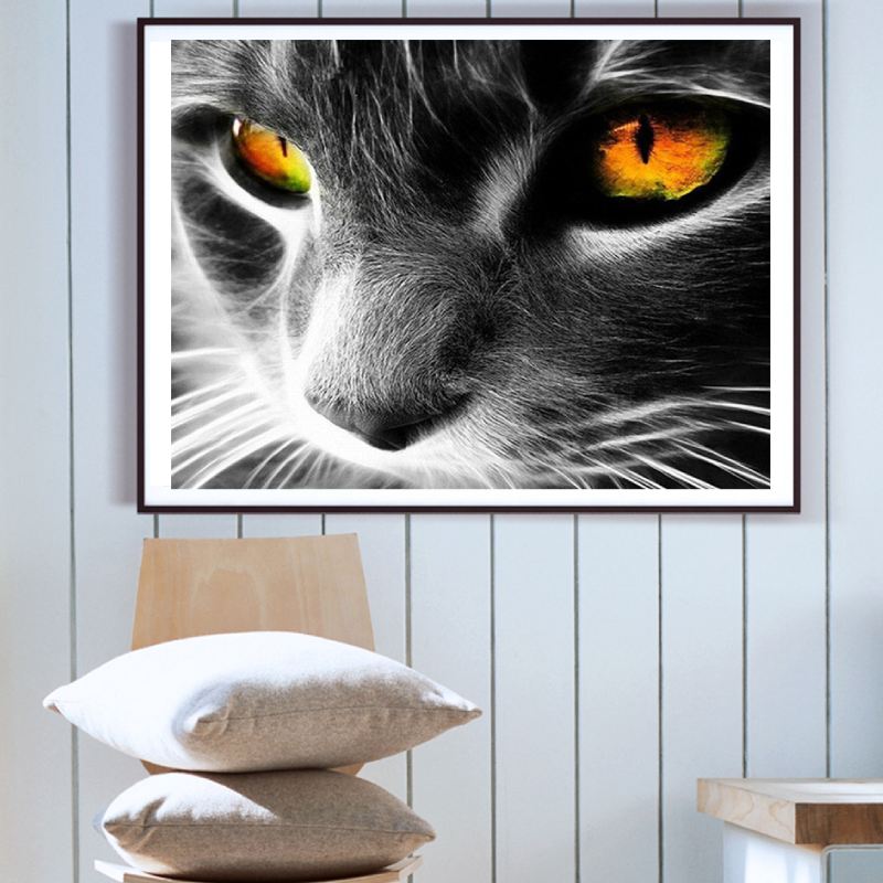 Peinture par Numéro Chat Noir aux yeux Jaunes - Vraiment-chat