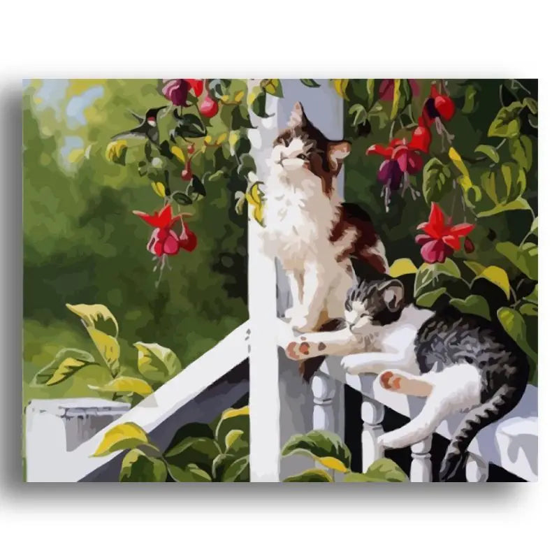 Peinture par Numéro Chats sur Rambarde - Vraiment-chat