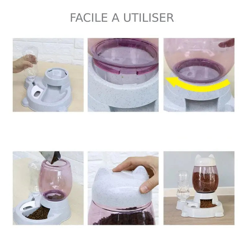 Distributeur de Croquettes et Eau pour Chat - Vraiment-chat