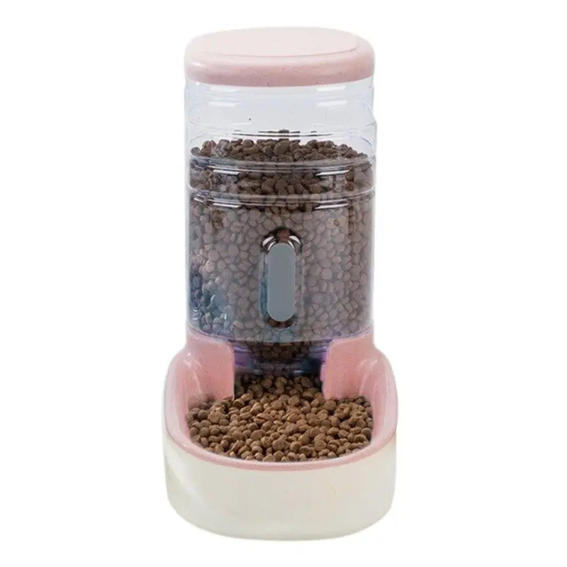 Distributeur de Croquettes Chat Transparent Rose - Vraiment-chat