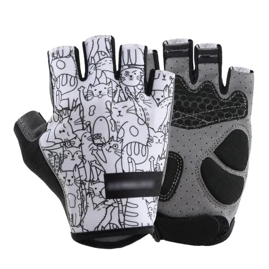 Gant de cycliste Chat Rembourré demi-doigt Vraiment-chat