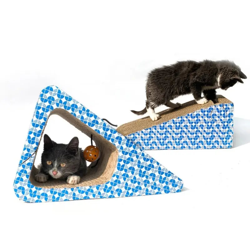 Griffoir pour Chat en Triangle Bleu - Vraiment-chat