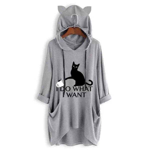 Hoodie Chat - Femme I do what I want - Vraiment-chat