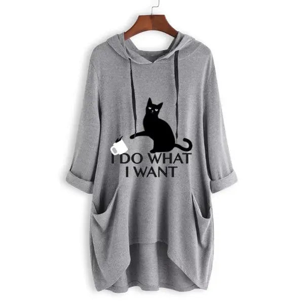 Hoodie Chat - Femme I do what I want - Vraiment-chat
