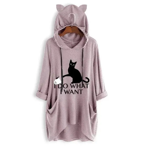 Hoodie Chat - Femme I do what I want - Vraiment-chat