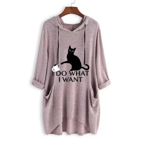 Hoodie Chat - Femme I do what I want - Vraiment-chat