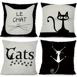 Housse de coussin Chat Bicolore - x 4 - Vraiment-chat