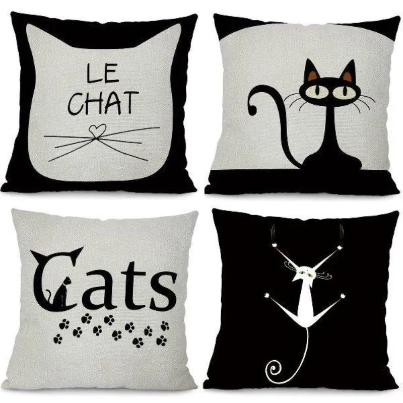 Housse de coussin Chat Bicolore - x 4 - Vraiment-chat