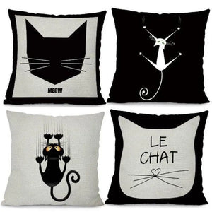 Housse de coussin Chat Bicolore - x 4 - Vraiment-chat