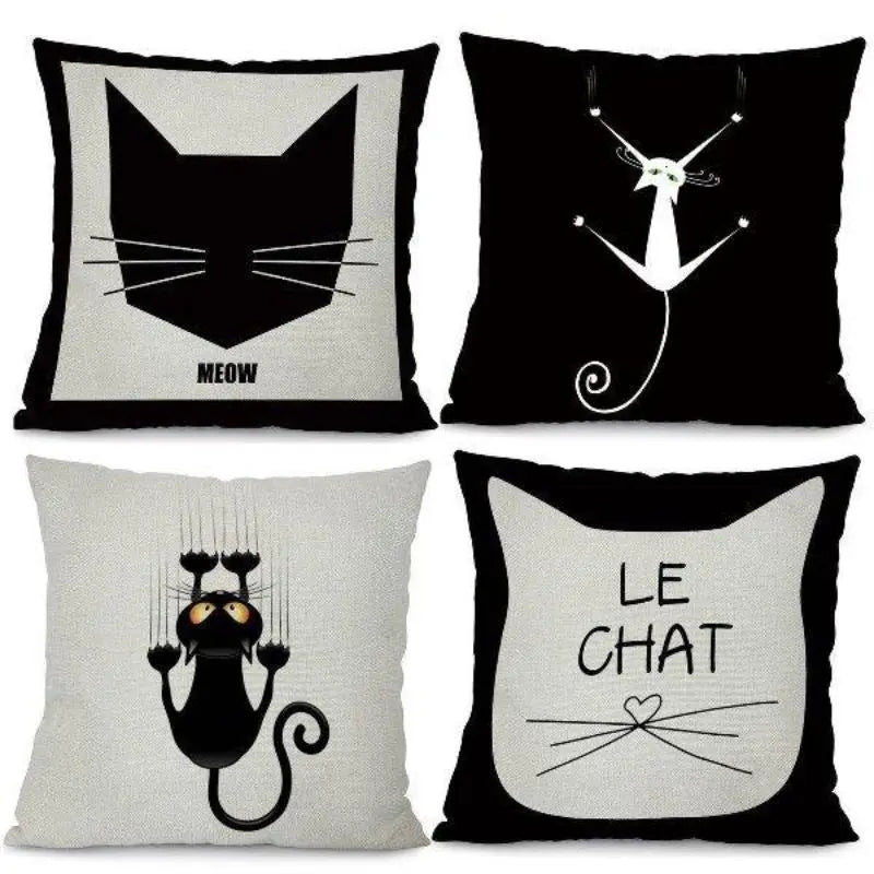 Housse de coussin Chat Bicolore - x 4 - Vraiment-chat