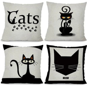 Housse de coussin Chat Bicolore - x 4 - Vraiment-chat