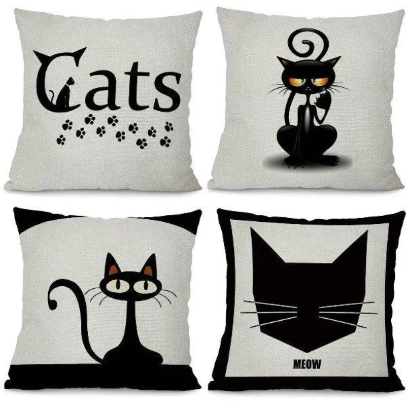 Housse de coussin Chat Bicolore - x 4 - Vraiment-chat