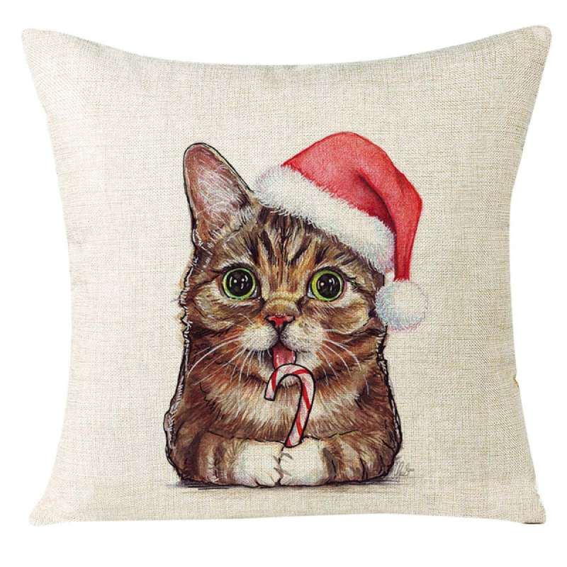 Objet Chat<br/>Housse de Coussin de Noël - Vraiment-chat