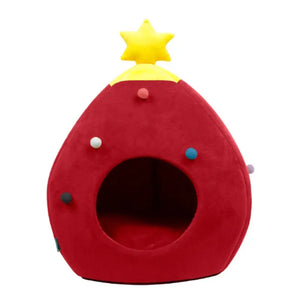 Niche Pour Chat Sapin de Noël Rouge - Vraiment-chat