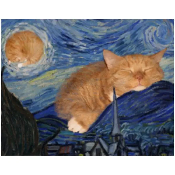 T-shirt Chat Roux Van Gogh Nuit Etoilée - Vraiment-chat