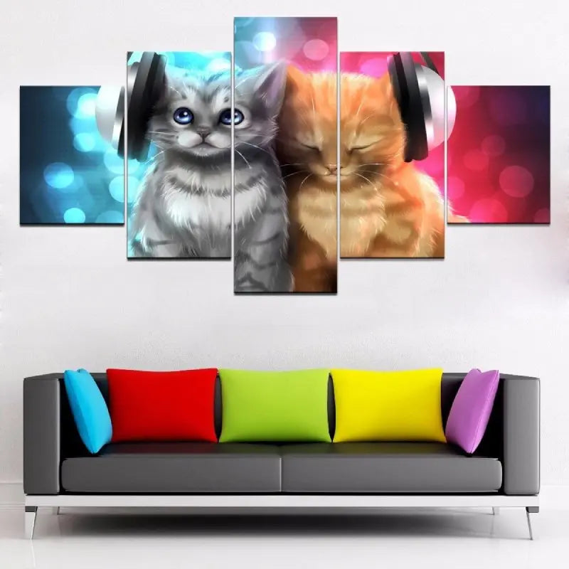 Tableau de Chatons et écouteurs - Vraiment-chat