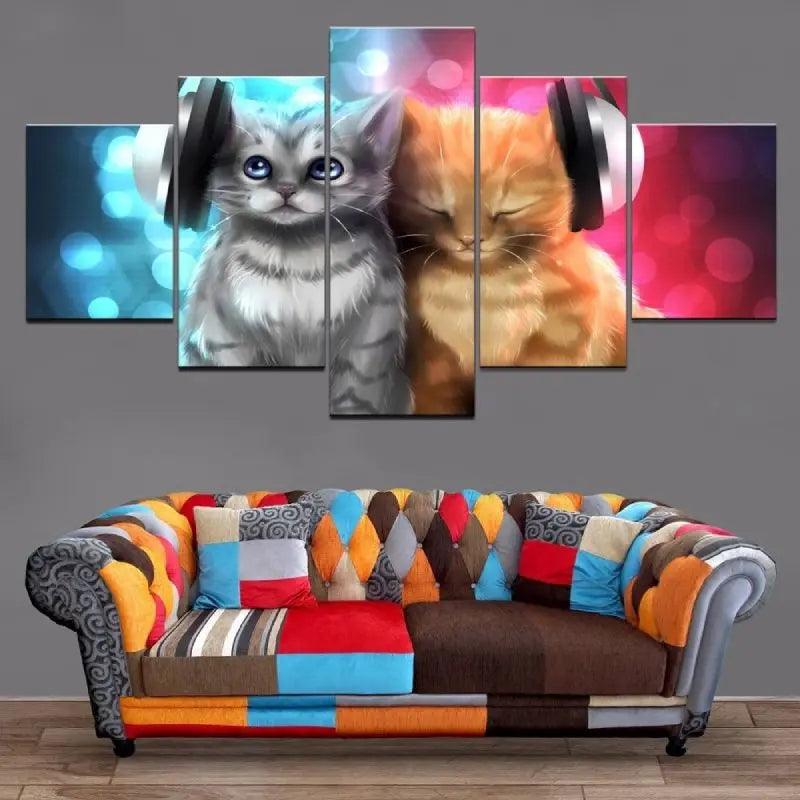 Tableau de Chatons et écouteurs - Vraiment-chat