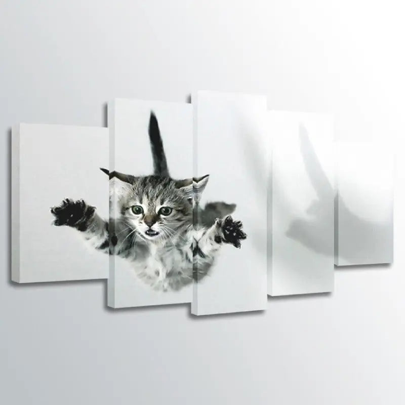 Tableau chat noir et blanc volant - Vraiment-chat