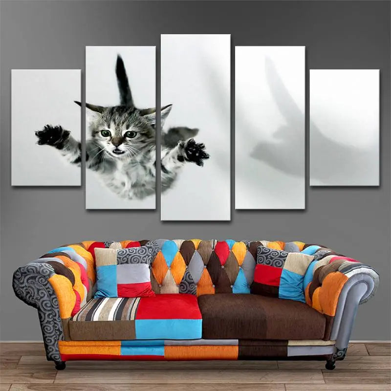 Tableau chat noir et blanc volant - Vraiment-chat