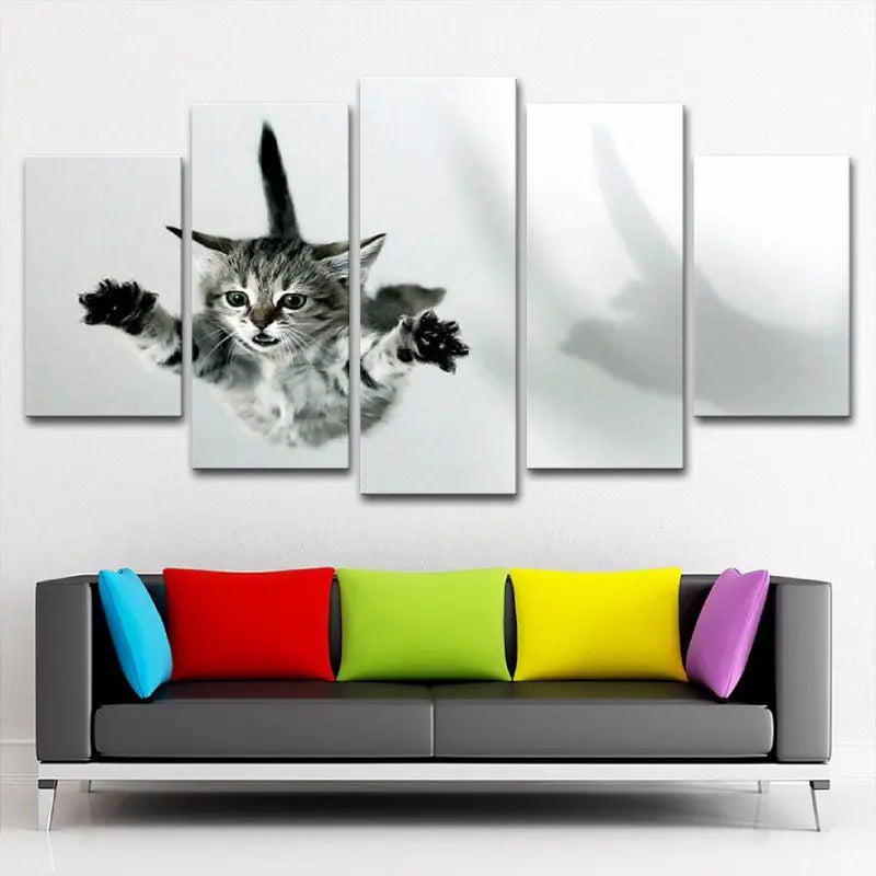 Tableau chat noir et blanc volant - Vraiment-chat