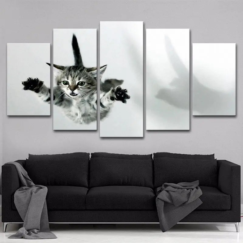 Tableau chat noir et blanc volant - Vraiment-chat