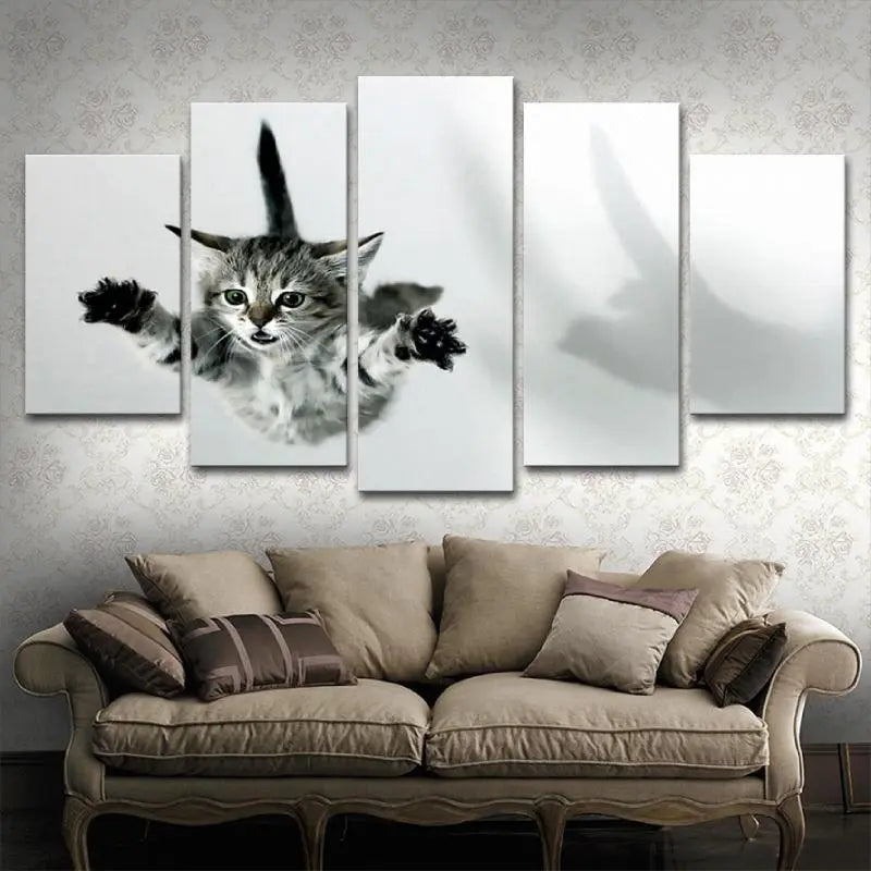 Tableau chat noir et blanc volant - Vraiment-chat